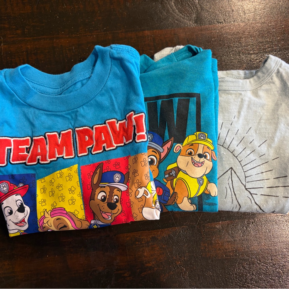 Set of 3 Tees, paw patrol and one long sleeve adventure tee